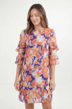 Robe Droite À Volants Imprimé Floral Dévoré Petite