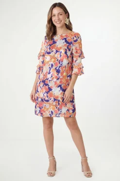 Robe Droite À Volants Imprimé Floral Dévoré Petite
