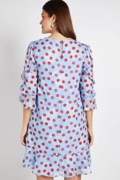 Wallis Robe Droite À Volants Imprimé Pois<Femme Toutes Les Robes|Pois