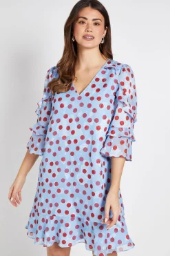 Wallis Robe Droite À Volants Imprimé Pois<Femme Toutes Les Robes|Pois