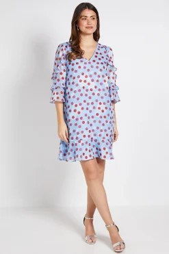 Wallis Robe Droite À Volants Imprimé Pois<Femme Toutes Les Robes|Pois
