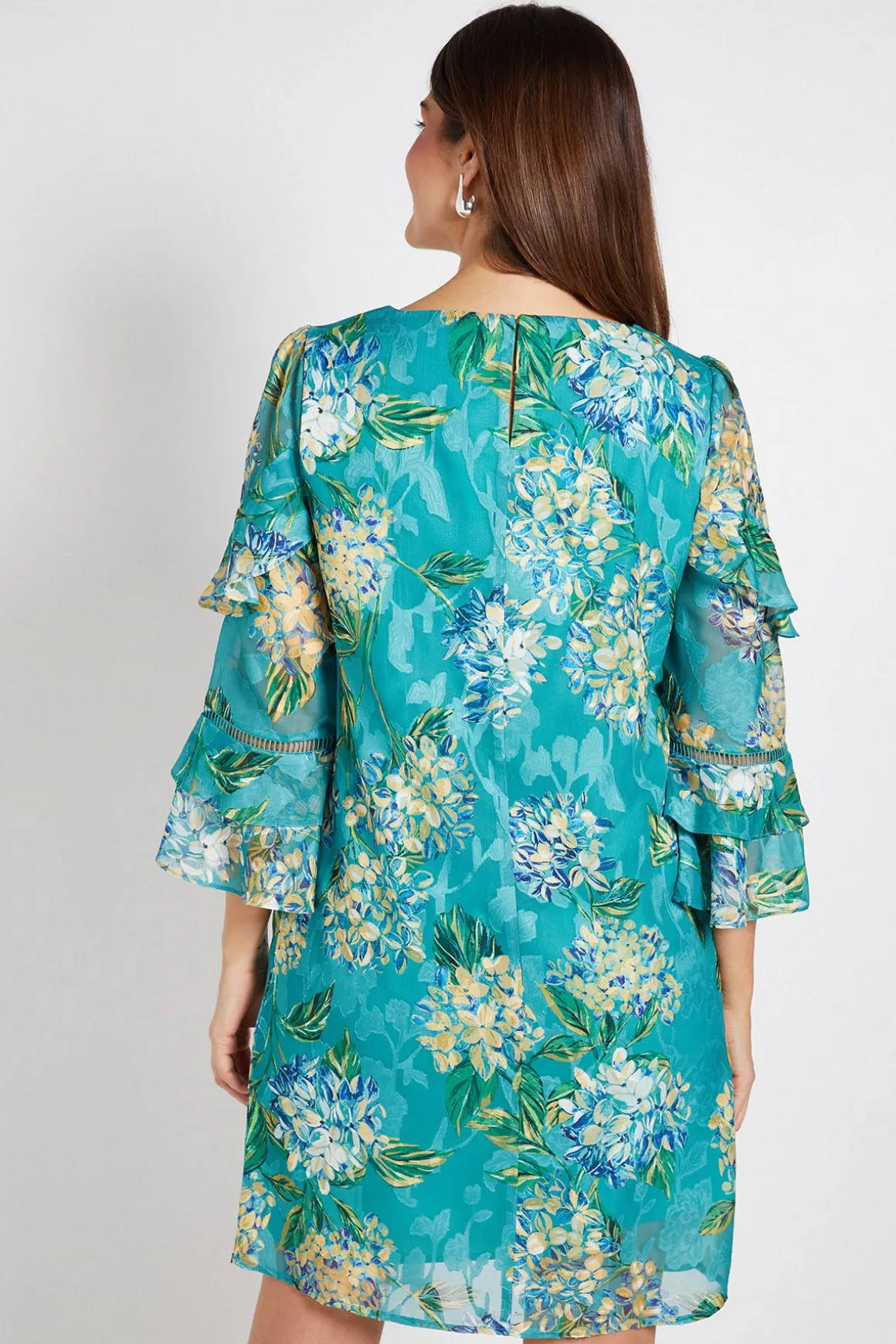 Robe Droite À Volants Motif Floral Dévoré