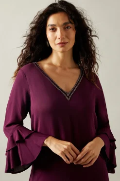 Robe Droite à Volants Ornée pour Occasions Spéciales