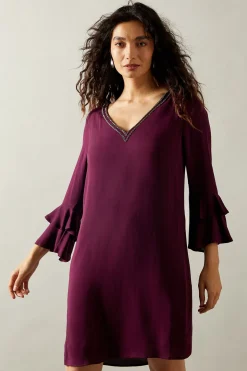 Robe Droite à Volants Ornée pour Occasions Spéciales