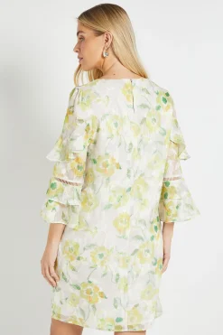 Robe Droite À Volants Petite Taille Motif Floral Dévoré