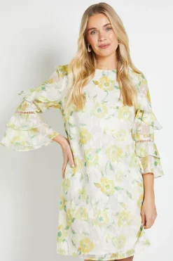 Robe Droite À Volants Petite Taille Motif Floral Dévoré