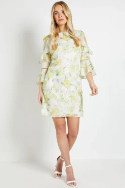 Robe Droite À Volants Petite Taille Motif Floral Dévoré