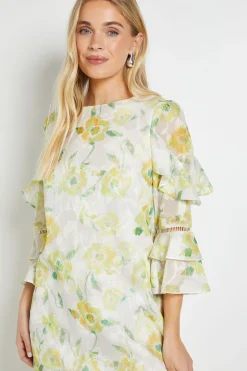 Robe Droite À Volants Petite Taille Motif Floral Dévoré