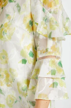 Robe Droite À Volants Petite Taille Motif Floral Dévoré