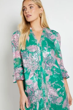 Robe Droite À Volants Petite Taille Imprimé Floral Dévoré