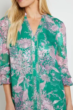 Robe Droite À Volants Petite Taille Imprimé Floral Dévoré
