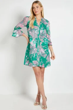 Robe Droite À Volants Petite Taille Imprimé Floral Dévoré