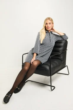 Wallis Robe Droite Zippée En Ponte Jacquard Géométrique Petite Taille<Femme Toutes Les Robes|Robes D’Automne