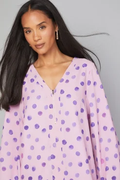 Robe Droite Zippée à Pois