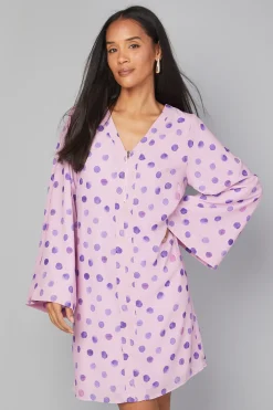 Robe Droite Zippée à Pois