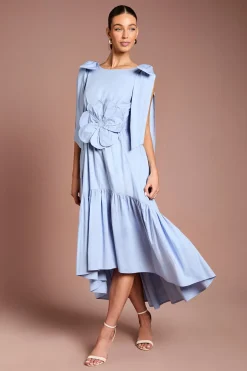Robe À Détail Corsage Floral Et Nœud À L'épaule
