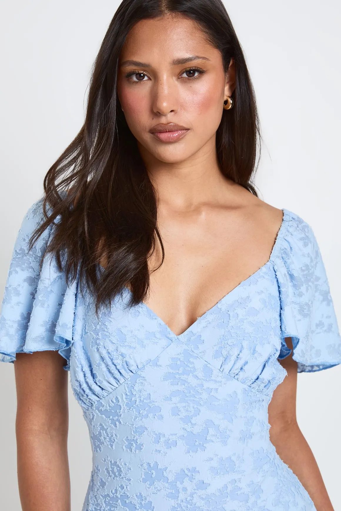 Robe À Détails Volantés Style Laitière À Motif Floral Dévoré