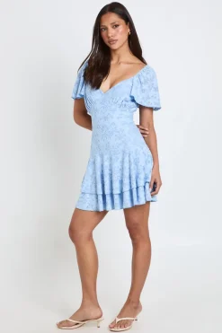 Robe À Détails Volantés Style Laitière À Motif Floral Dévoré