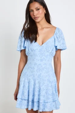 Robe À Détails Volantés Style Laitière À Motif Floral Dévoré