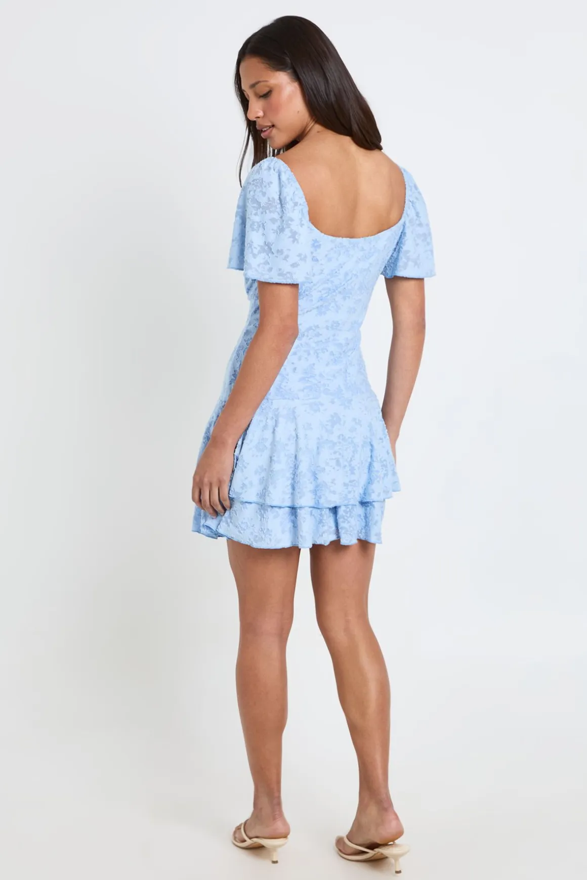 Robe À Détails Volantés Style Laitière À Motif Floral Dévoré