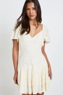 Robe À Détails Volantés Style Laitière Avec Motif Floral Dévoré