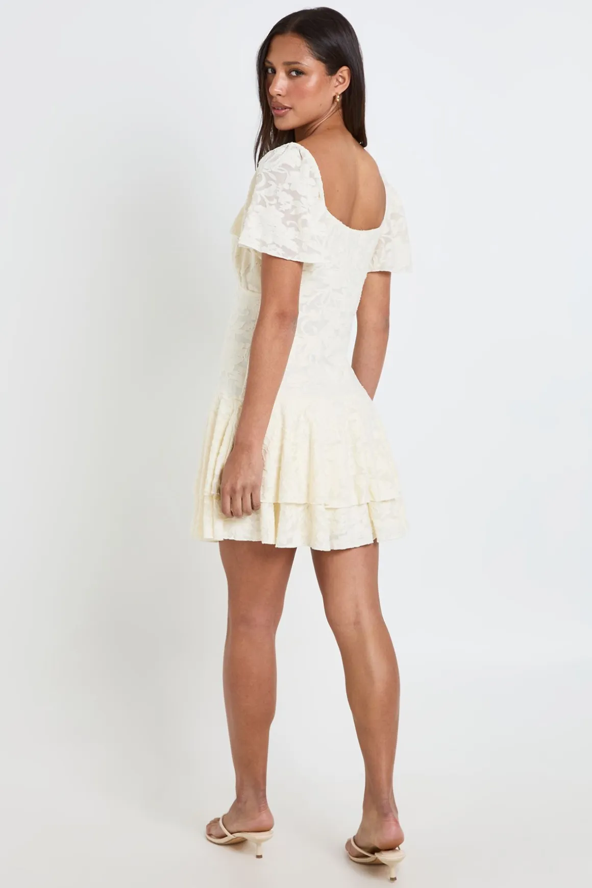 Robe À Détails Volantés Style Laitière Avec Motif Floral Dévoré