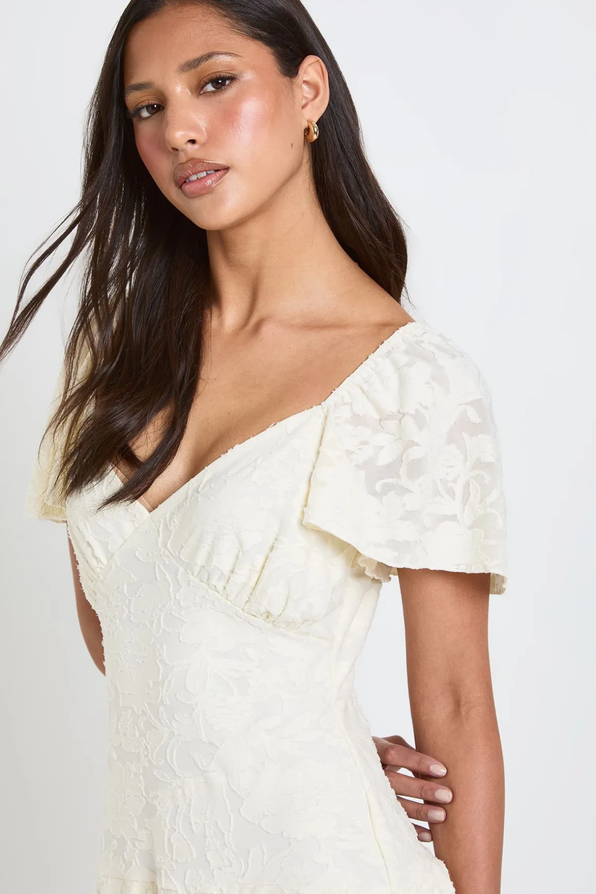 Robe À Détails Volantés Style Laitière Avec Motif Floral Dévoré