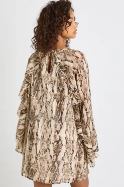 Robe en chiffon froncée à imprimé synthétique