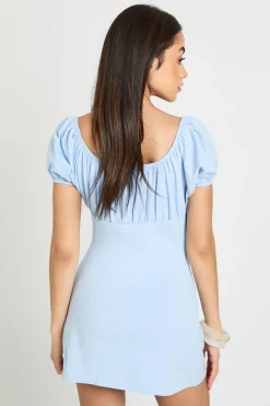 Robe En Coton À Manches Courtes Et Encolure Paysanne