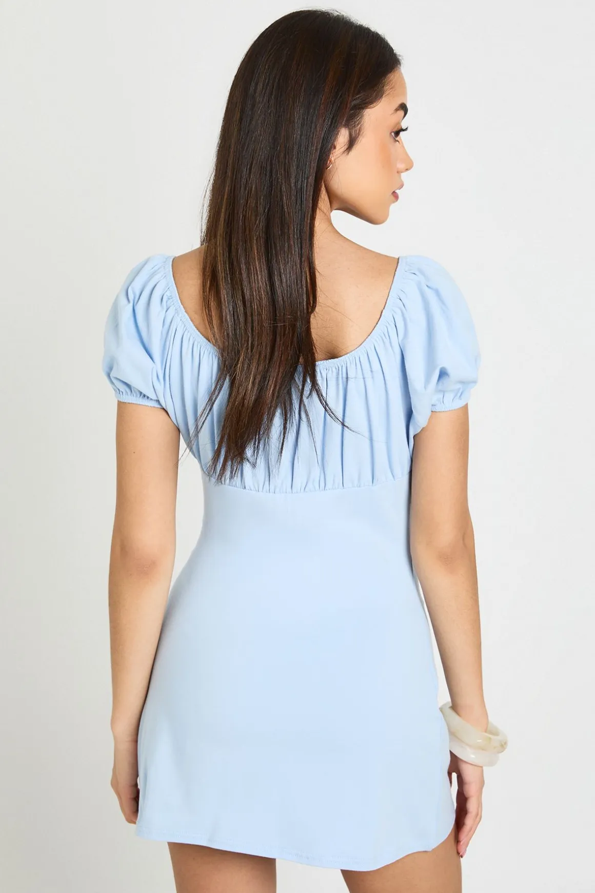 Robe En Coton À Manches Courtes Et Encolure Paysanne