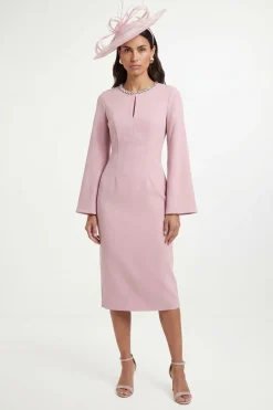 Wallis Robe En Crêpe À Manches Cape Et Encolure Ornée<Femme Toutes Les Robes|Robes Mi-Longues