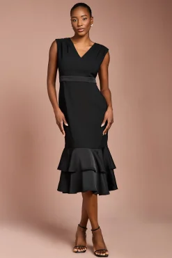 Robe en Crêpe Satiné avec Basque