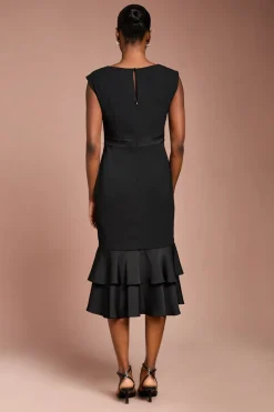 Robe en Crêpe Satiné avec Basque