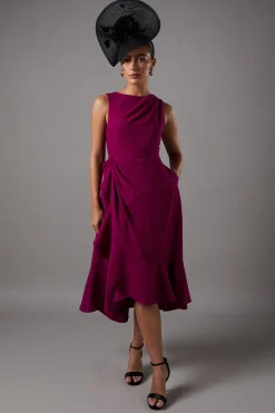 Robe en Crêpe à Volants avec Dos Échancré