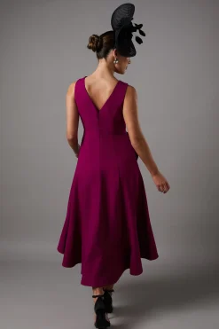 Robe en Crêpe à Volants avec Dos Échancré
