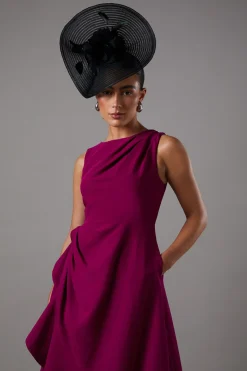 Robe en Crêpe à Volants avec Dos Échancré