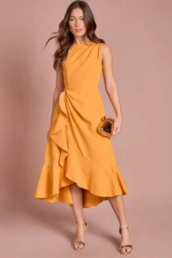 Coast Robe en Crêpe à Volants avec Dos Échancré<Femme Toutes Les Robes|Robes Mi-Longues