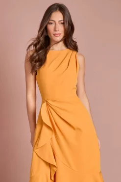 Coast Robe en Crêpe à Volants avec Dos Échancré<Femme Toutes Les Robes|Robes Mi-Longues