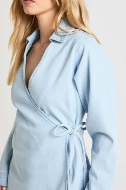 boohoo Robe En Denim Cache-cœur Petite<Femme Denim|Denim
