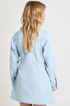 boohoo Robe En Denim Cache-cœur Petite<Femme Denim|Denim
