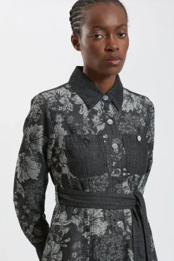 Robe En Denim Jacquard