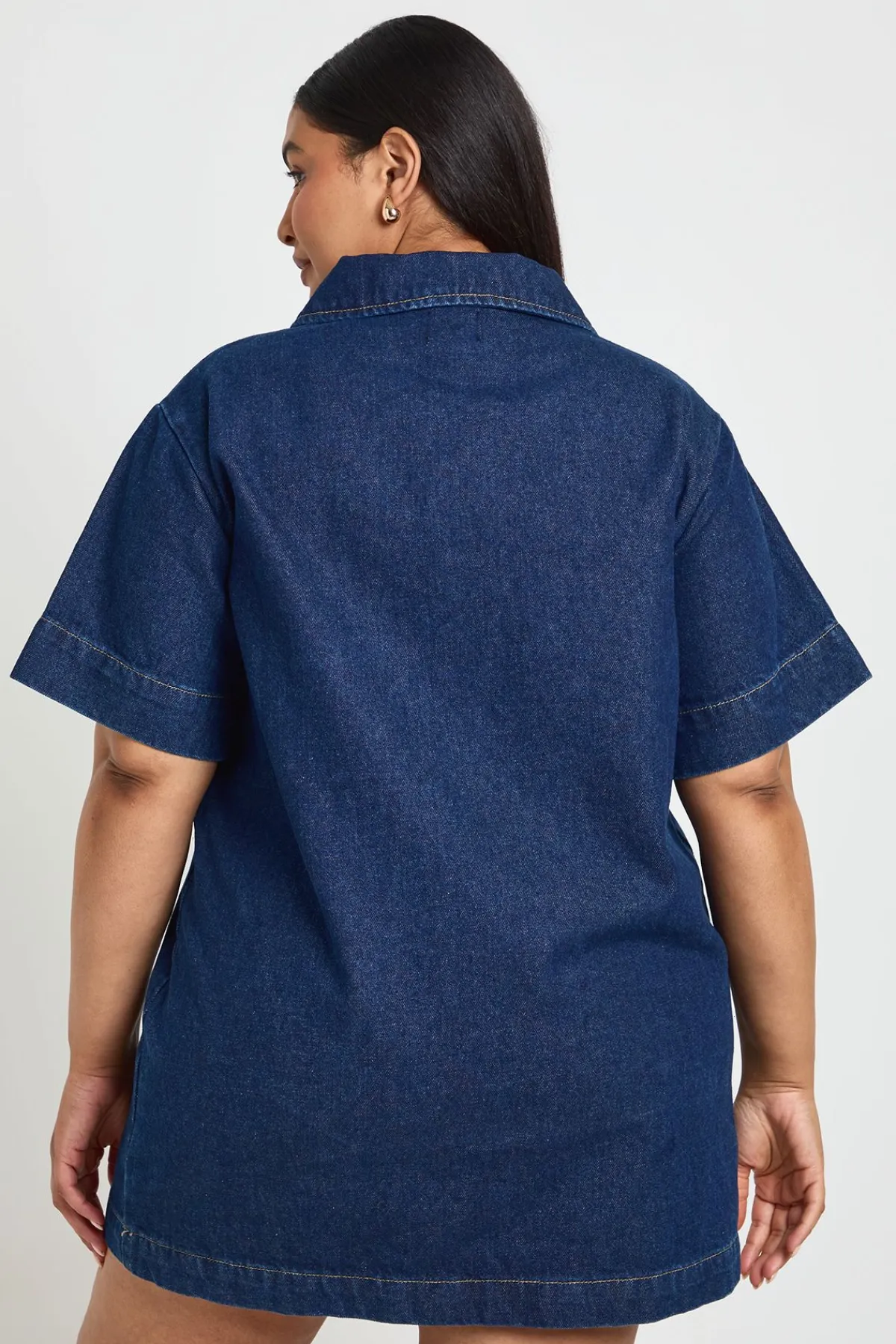 boohoo Robe En Denim À Manches Courtes Coupe Ample Grande Taille<Femme Denim|Denim