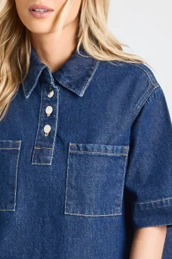 Robe En Denim À Manches Courtes Petite