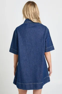 Robe En Denim À Manches Courtes Petite