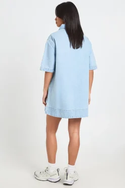 Robe En Denim À Manches Courtes Petite