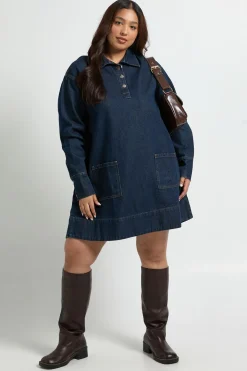 Robe en denim à manches longues