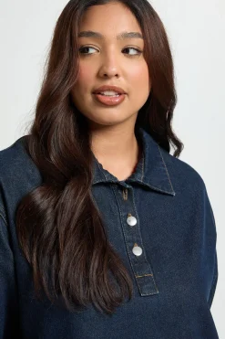 Robe en denim à manches longues