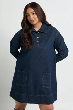 Robe en denim à manches longues