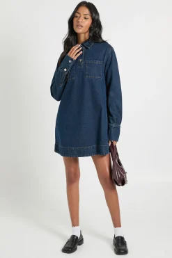 boohoo Robe en denim à manches longues pour grande taille<Femme Denim|Denim