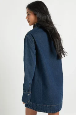 boohoo Robe en denim à manches longues pour grande taille<Femme Denim|Denim